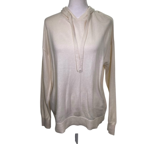 Member's Mark Women's size S Cashmere Blend Hoodie Knit Pullover Cream Ivory - Picture 2 of 10